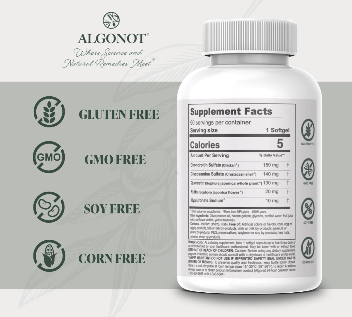 Algonot CystoProtek – Bladder Health – Exclusive Combination of Hyaluronate, Chondroitin and Natural Flavonoids Softgel 90