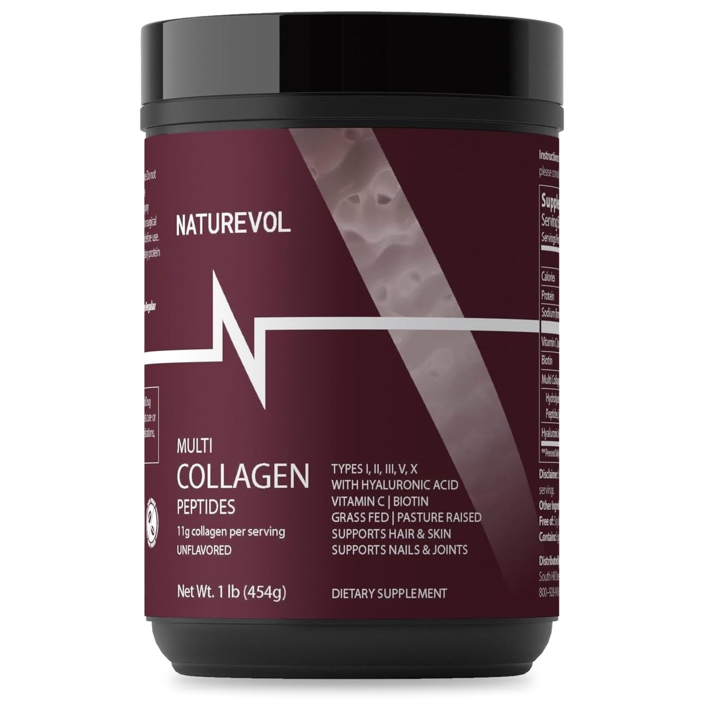 NATUREVOL Multi Collagen Peptides Powder 1 lb