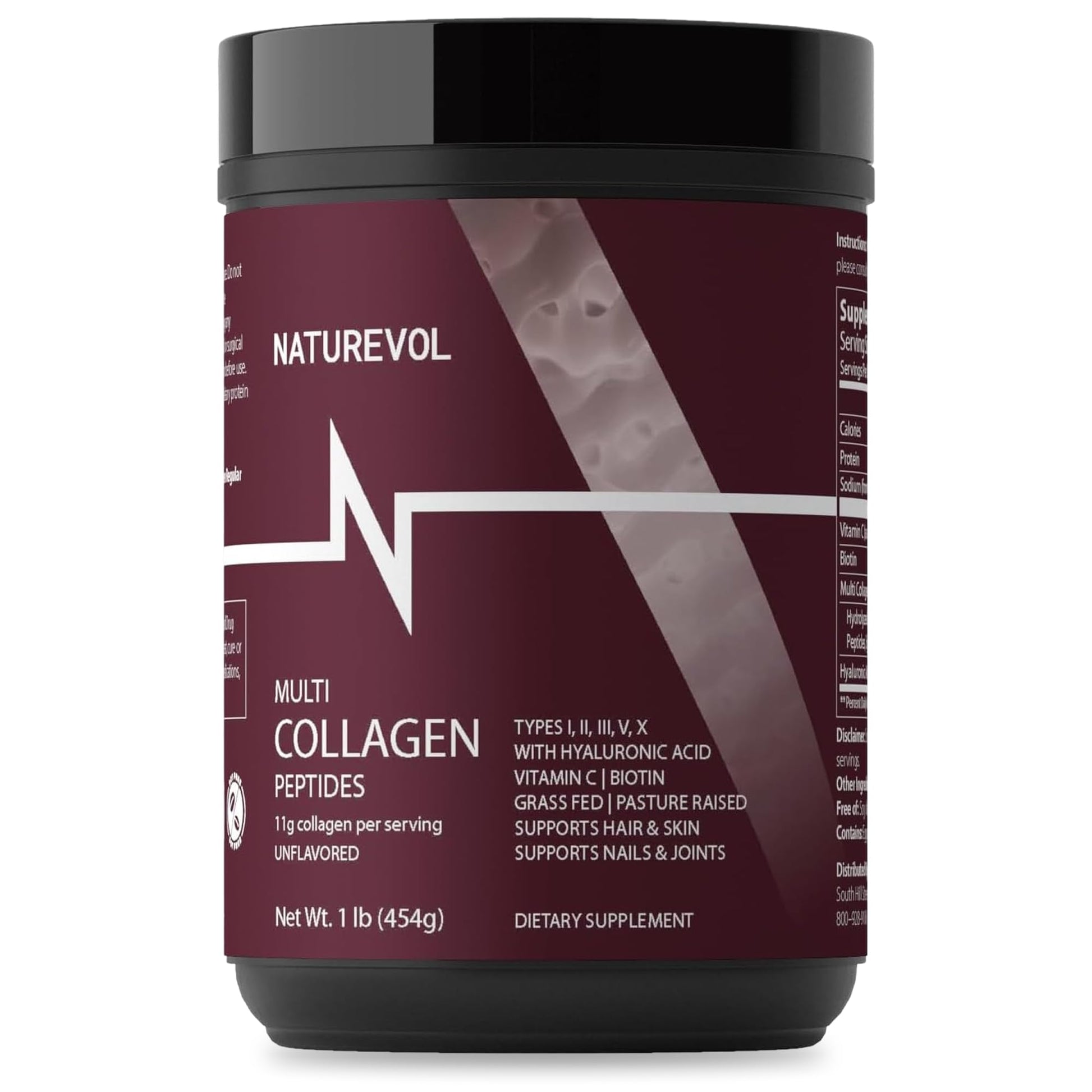 NATUREVOL Multi Collagen Peptides Powder 1 lb
