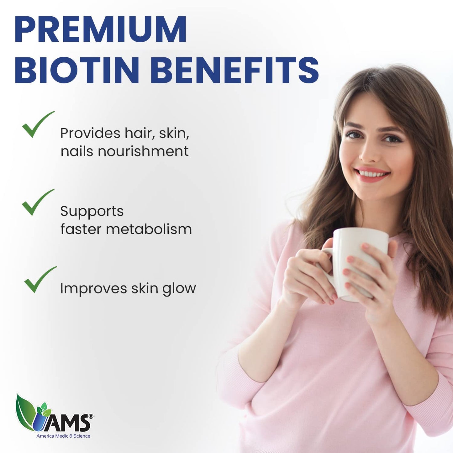America Medic & Science High Potency Biotin 5000 mcg Tablets, 60 Count
