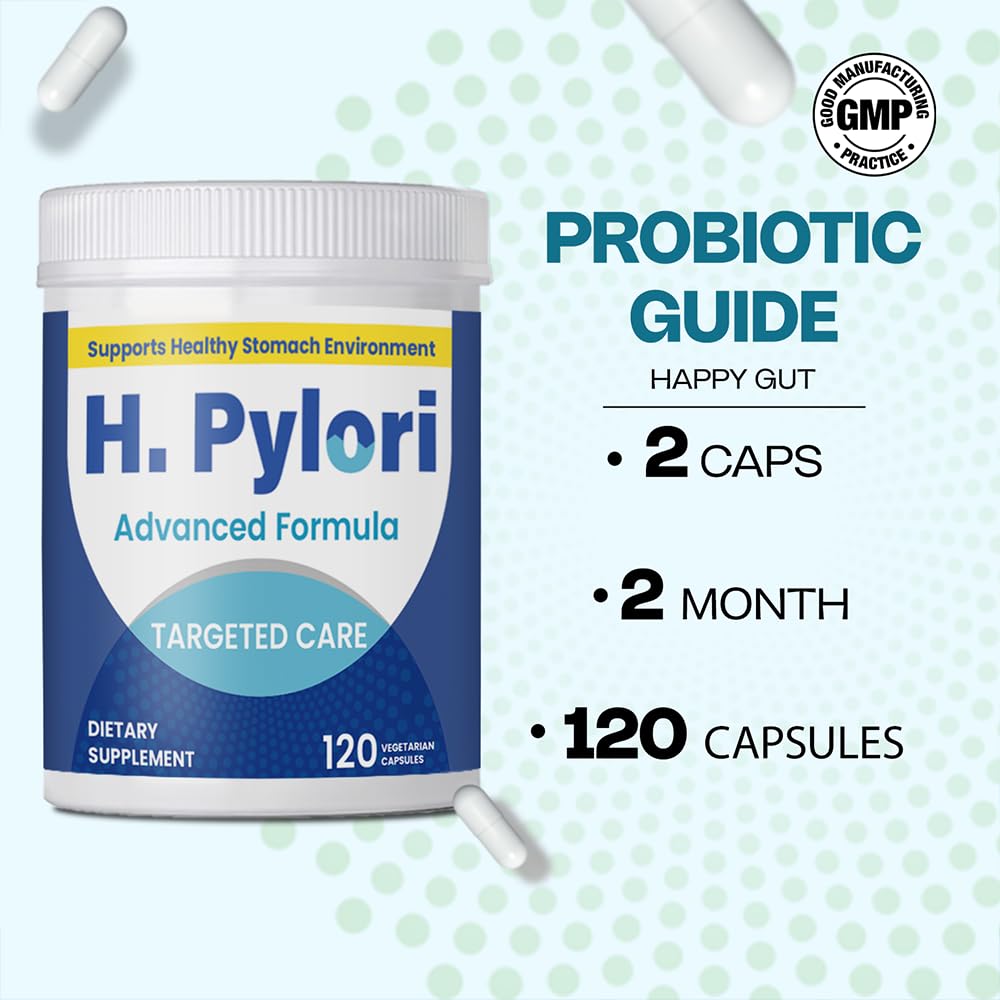 SELCAVENTRA H. Pylori Capsules with 100 Billion CFU, Mastic Gum, Berberine, Lactobacillus Reuteri, Zinc Carnosine & Green Tea, 120 Capsules