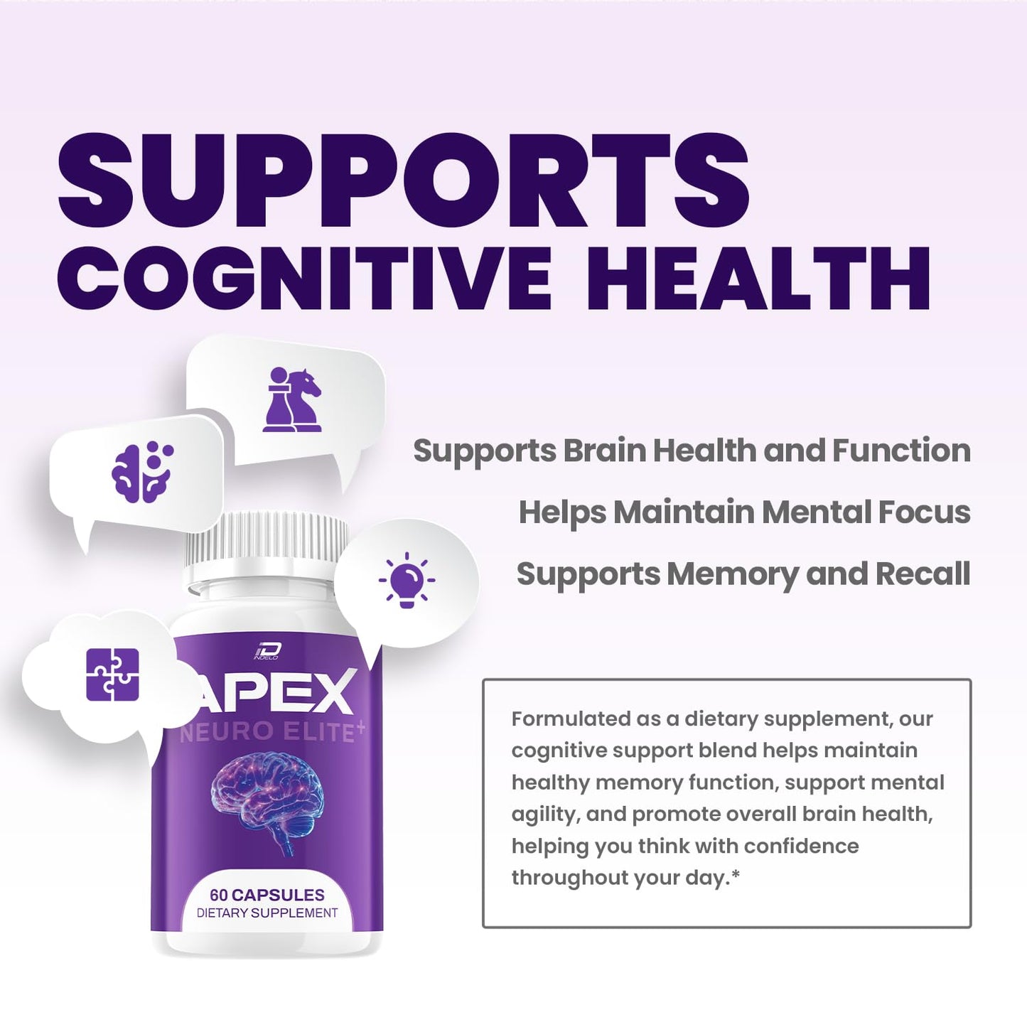 Indelo Apex Neuro Elite Advanced Formula Supplement Capsule, 120 Capsules