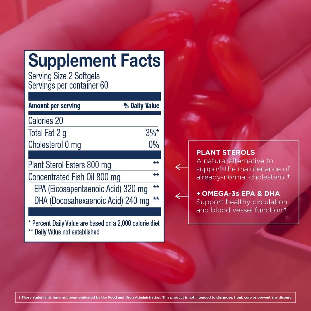 Wiley's Finest Wild Alaskan Fish Oil Cholesterol Support - Heart Health Supplement for Men and Women - 560mg Omega-3s Softgels 120 Count