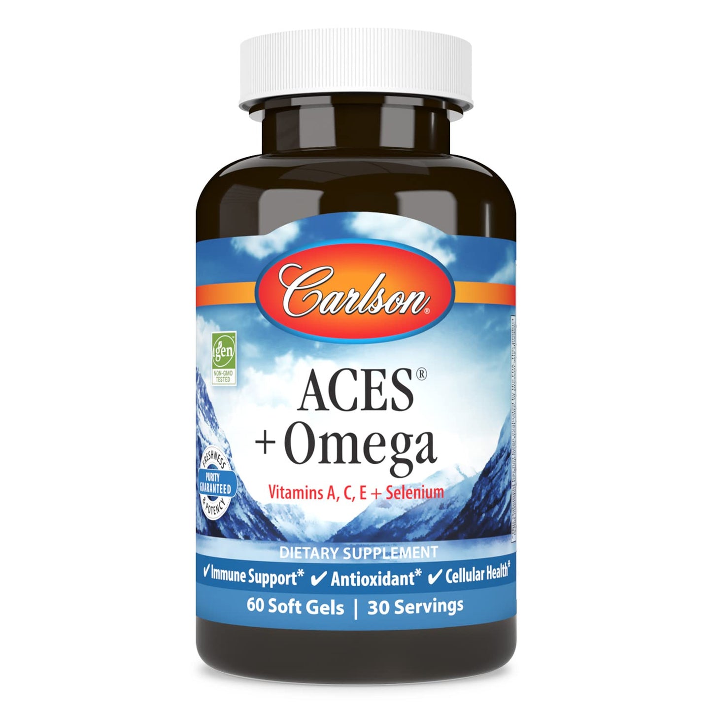 Carlson ACES + Omega, Vitamins A, C, E & Selenium + Omega-3s EPA and DHA Softgels 60 Count