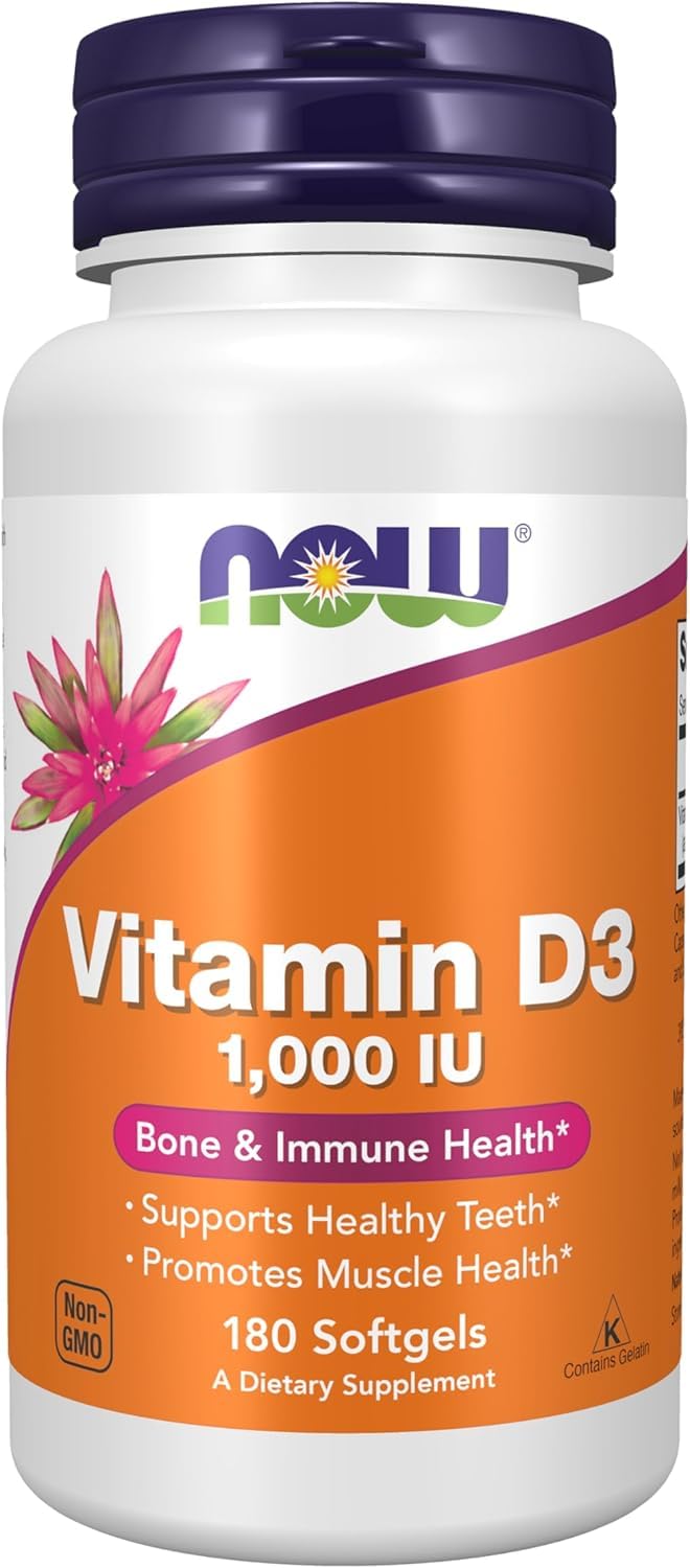 NOW Foods Vitamin D-3 High Potency 1000 IU Softgels 180 Softgels