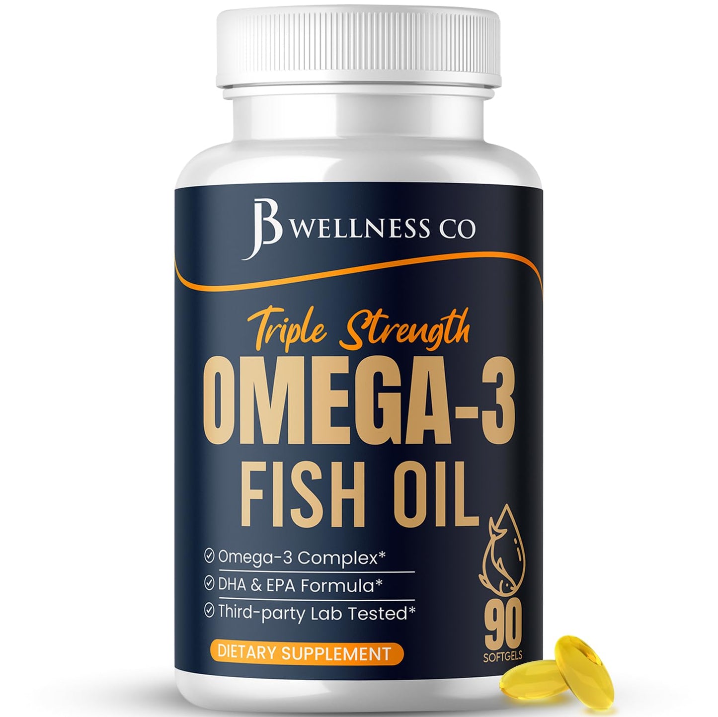 JB Wellness Co Triple Strength Omega 3 Fish Oil Capsule, 90 Count