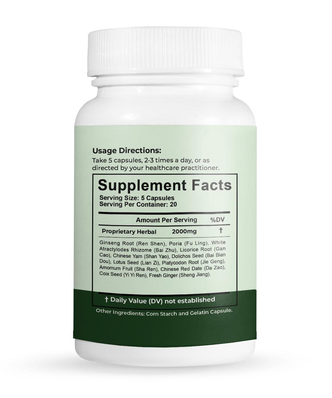 ZenithHerb Shen Ling Bai Zhu San/Ginseng Poria Atractylodes Traditional Chinese Herbal Supplement Capsules, 100 Count
