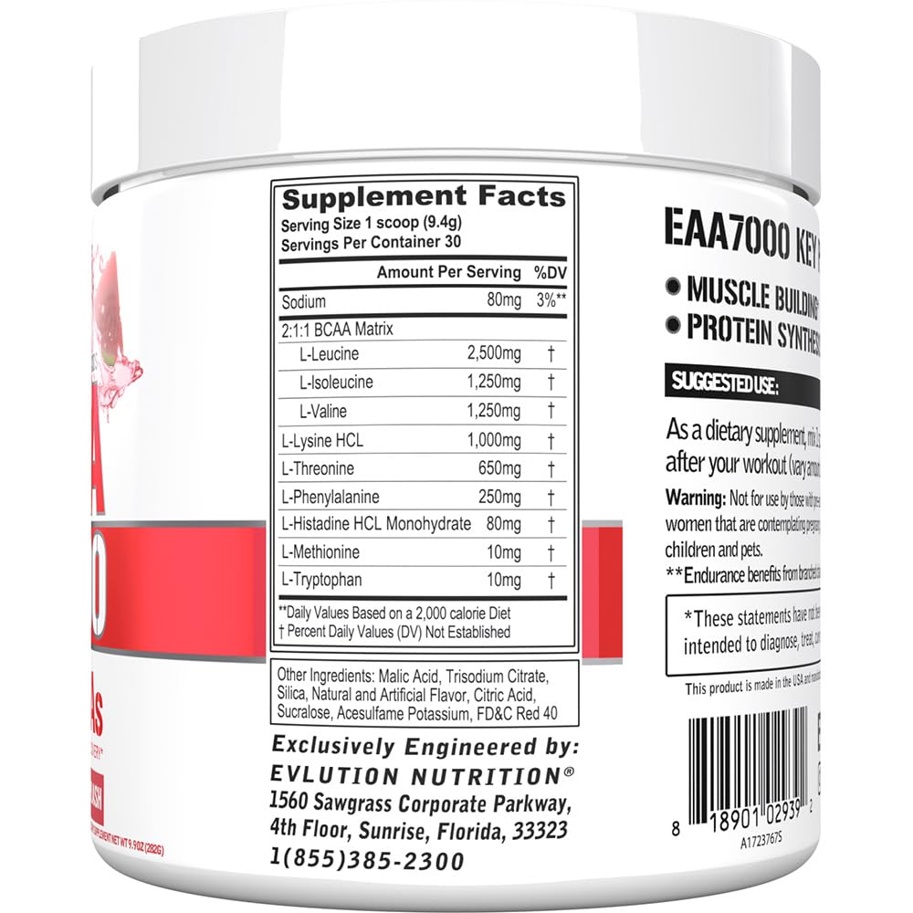 Evlution EAA7000 Pre & Post Workout Powder Watermelon Splash 9.9 oz, 30 Servings