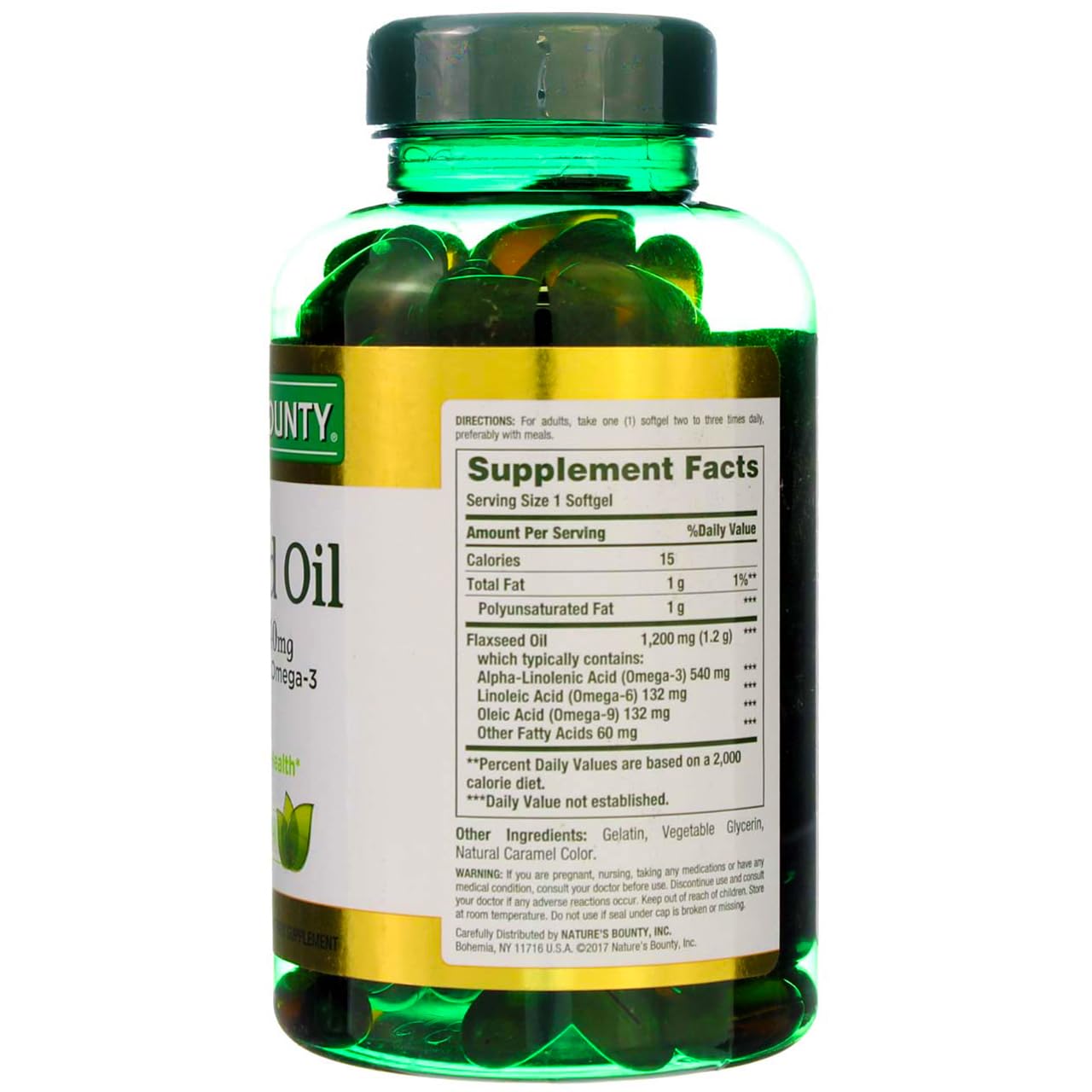 Nature's Bounty Flaxseed Oil 1200 mg Softgels, 375 Count