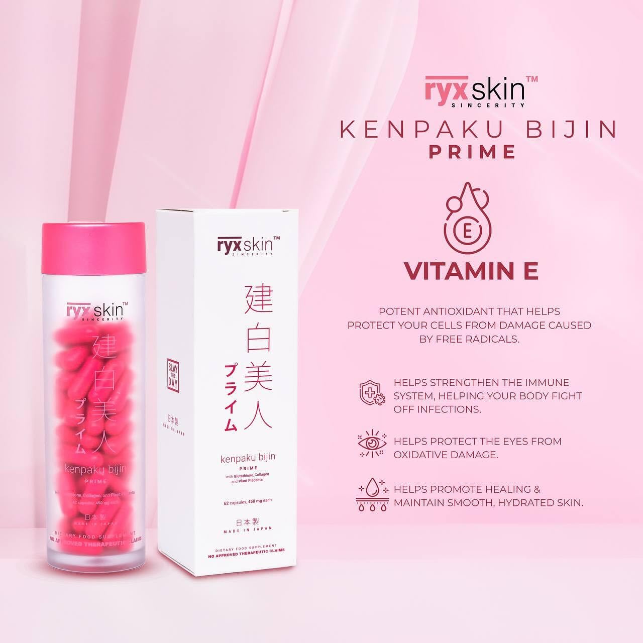 Generic Ryx Kenpaku Bijin Prime Glutathione with Collagen and Placenta Capsule, 1 Count
