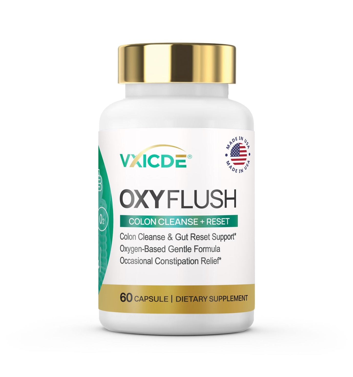VXICDE OxyFlush Digestive Support Dietary Supplement with Magnesium Oxide and Botanical Extracts, 60 Capsules