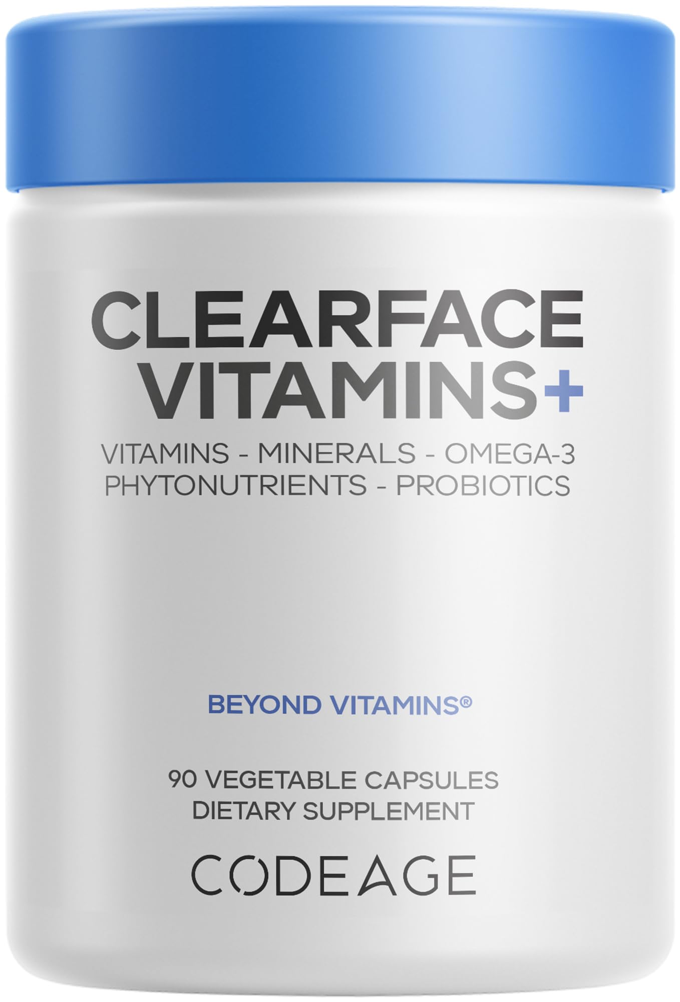 Codeage Clearface Skin Vitamins, Minerals with Niacin Capsules 90 Count