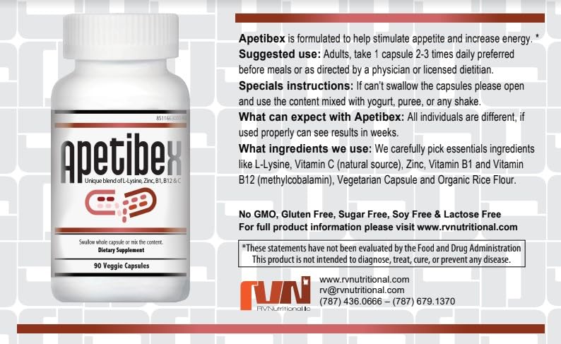 Apetibex L-Lysine HCI Capsule, 90 Veggie Capsules