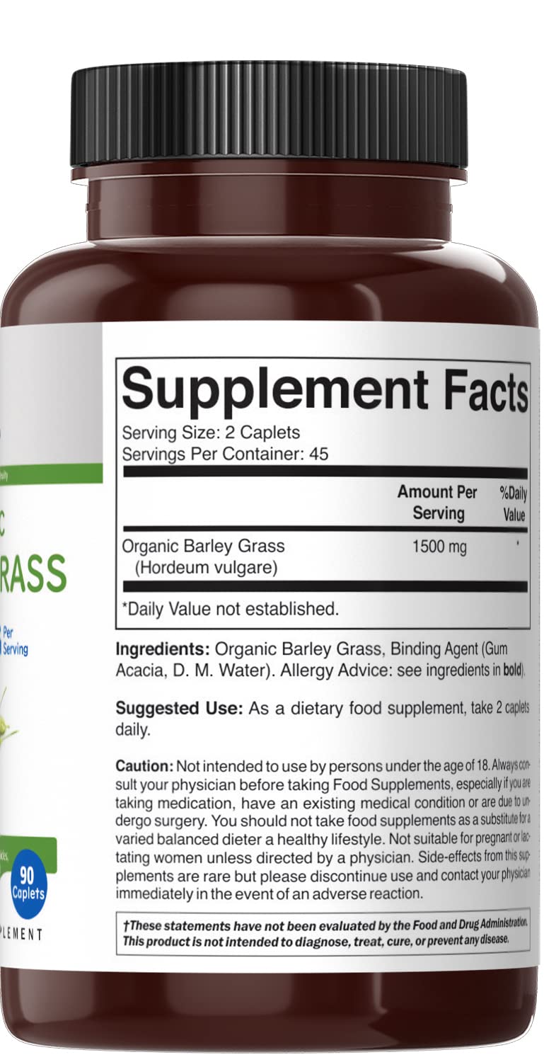 Brieofood Organic Barley Grass 1500mg Tablet, 90 Count