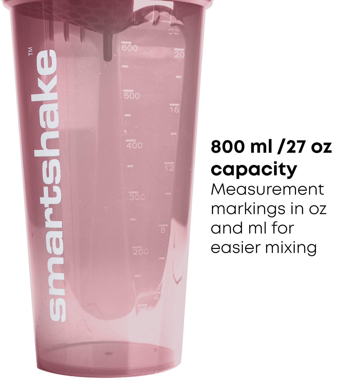 Smartshake Shaker Lite Series Shaker Bottle, Deep Rose, 1000 ml, 1 Bottle