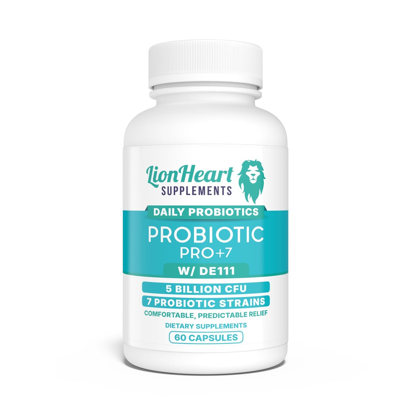 LionHeart Supplements Probiotics for Constipation Relief & Gut Health – Pro+7 with 7 Strains, 5 Billion CFU – Supports Bowel Regularity After Gallbladder Removal & IBS – 60 Capsules