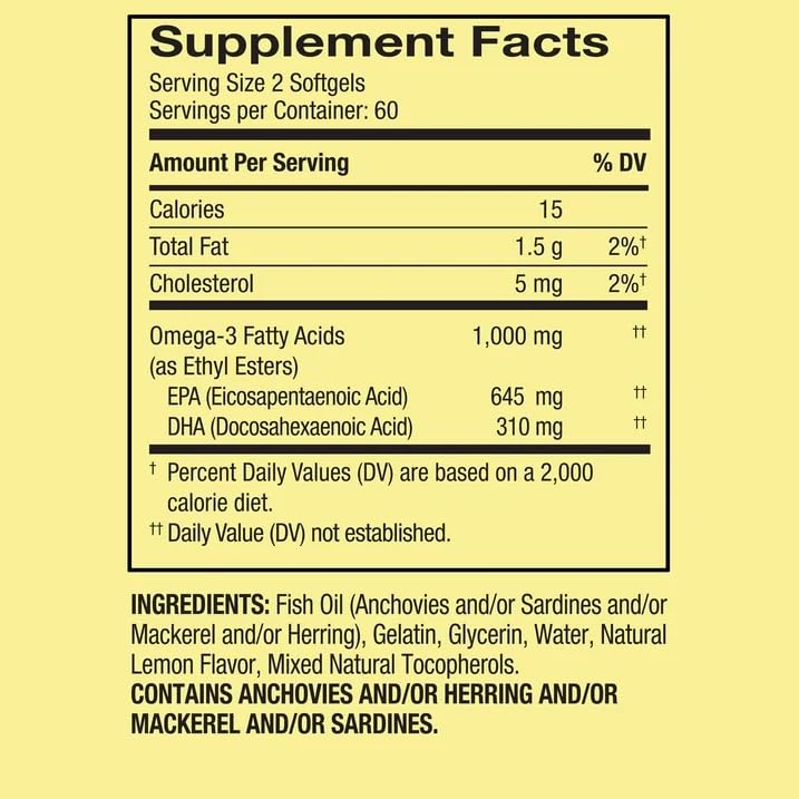 UNION SHOP USA Omega-3 Mini from Fish Oil 1000 mg Softgels 120 Count