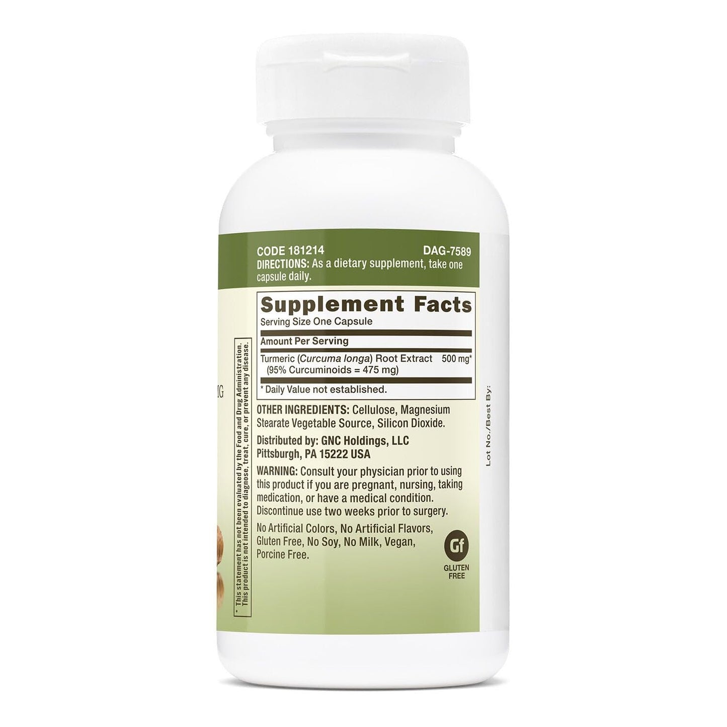 GNC Turmeric Curcumin 500mg Capsules, 100 Capsules