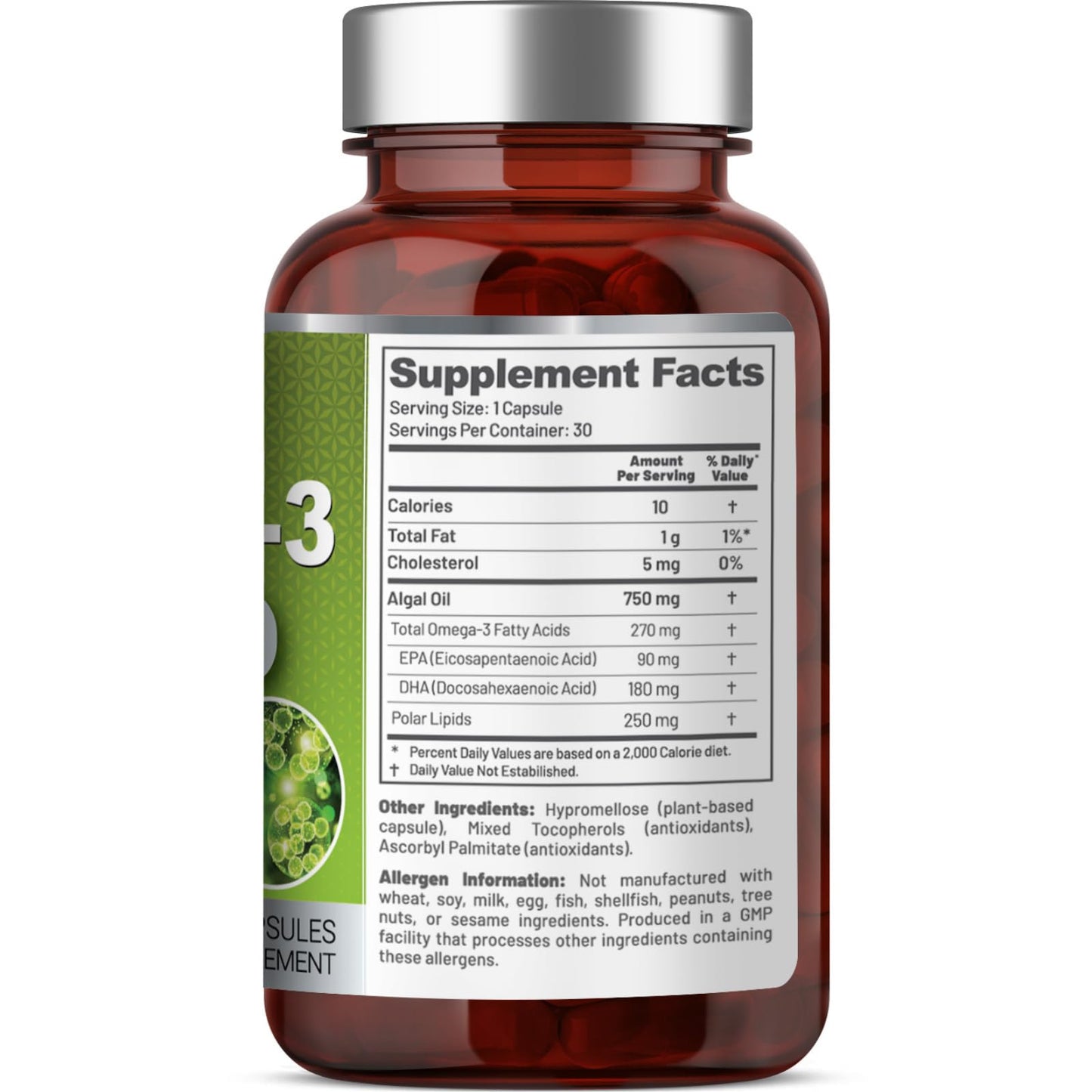 EAT INTACT Vegan Omega 3 from Algae Oil – Plant-Based, Unconcentrated EPA & DHA with Naturally Occurring Polar Lipids – Fish & Krill Oil Alternative – Carrageenan-Free, Non-GMO – 1 Capsule