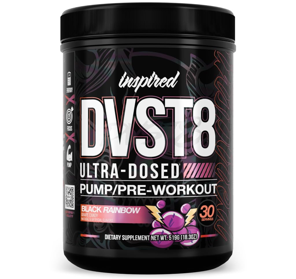Inspired Nutraceuticals DVST8 25 Preworkout Powder Black Rainbow 18.3