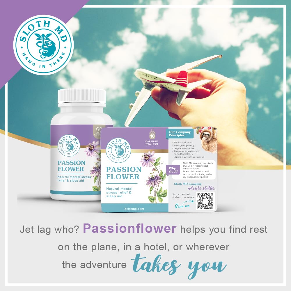 SLOTH MD Passion Flower Travel Pack – 500 mg (10:1 Extract) 10 Capsules