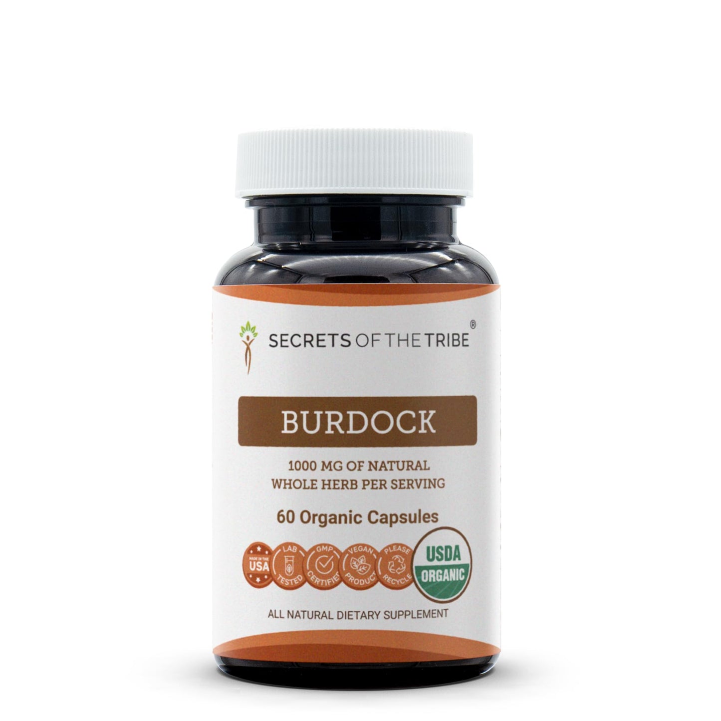 Secrets of the Tribe Burdock USDA Organic Capsules 60 Count