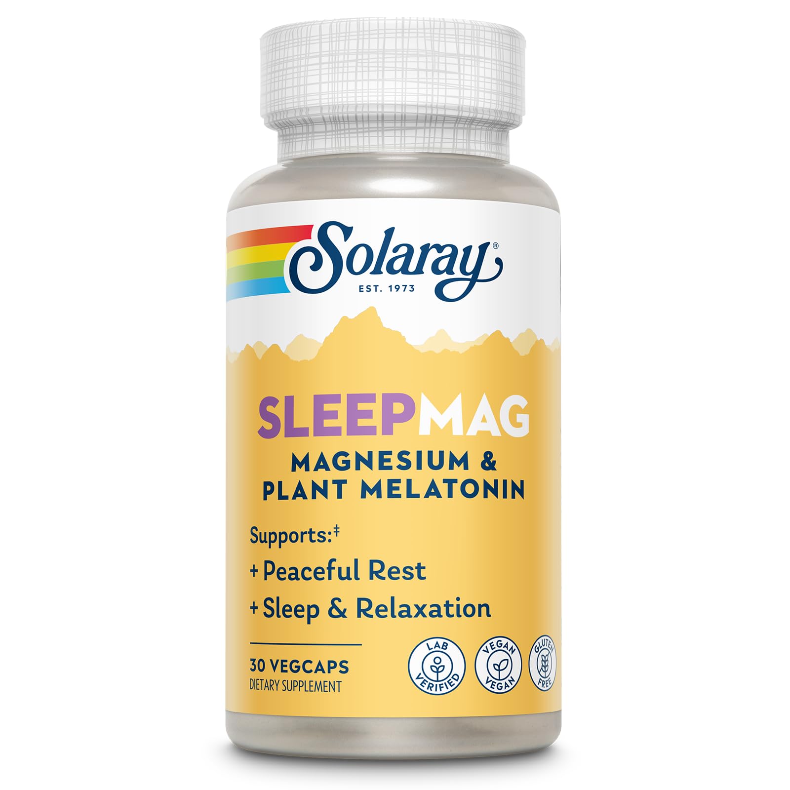 SOLARAY SleepMag Magnesium Glycinate & Melatonin 1 mg Sleep Aid Capsules, 30 Count