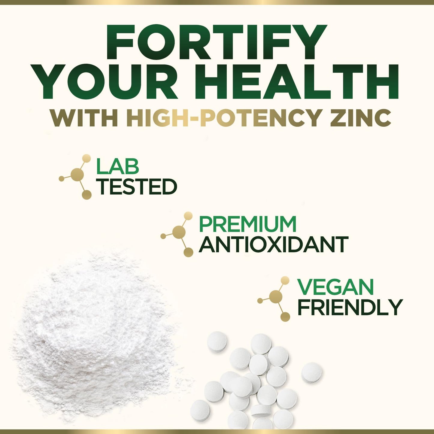 Nature's Nutrition Zinc 40mg High Potency Supplement for Immune System Support & Skin Health, 120 Tablets