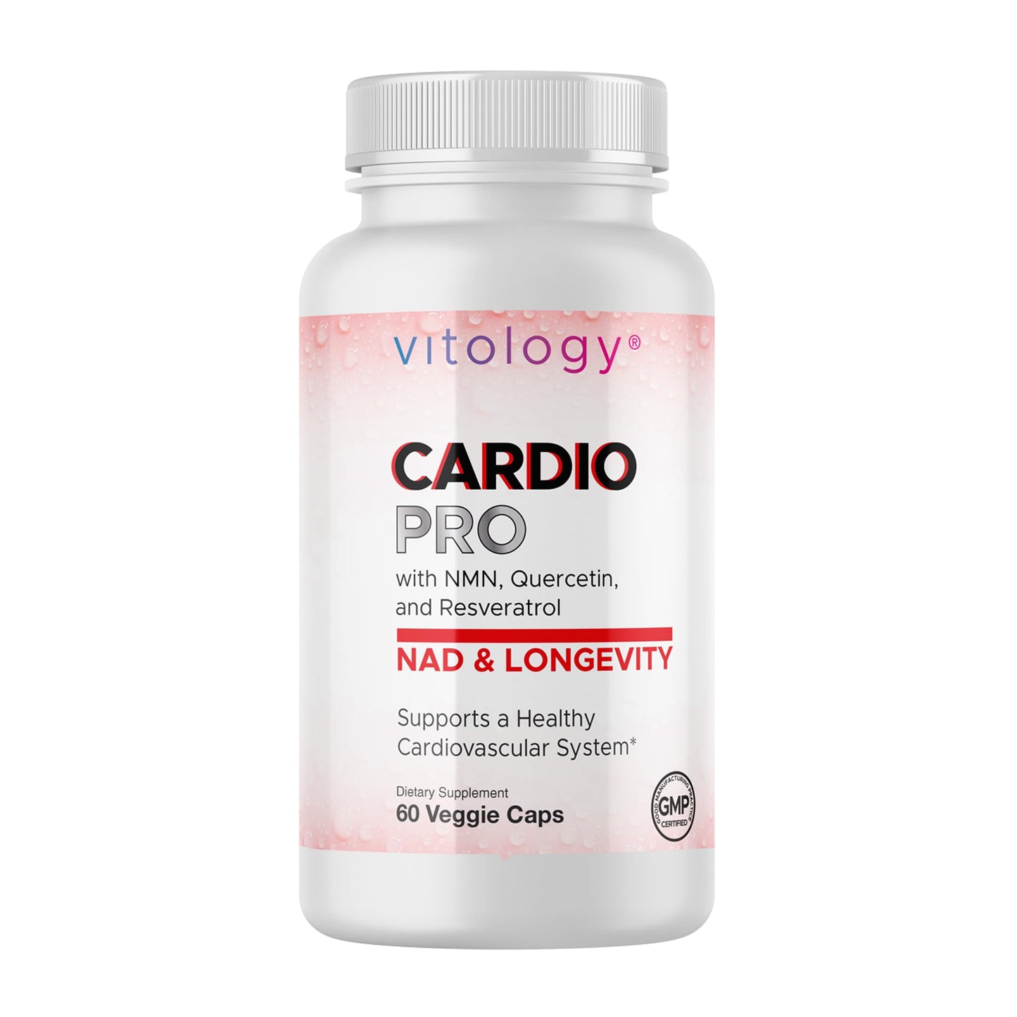 Vitology N.A.D.+ Longevity Cardiovascular Support Supplement with NMN, NR, Resveratrol, Fisetin, Quercetin, TMG & Apigenin, 60 Veggie Capsules