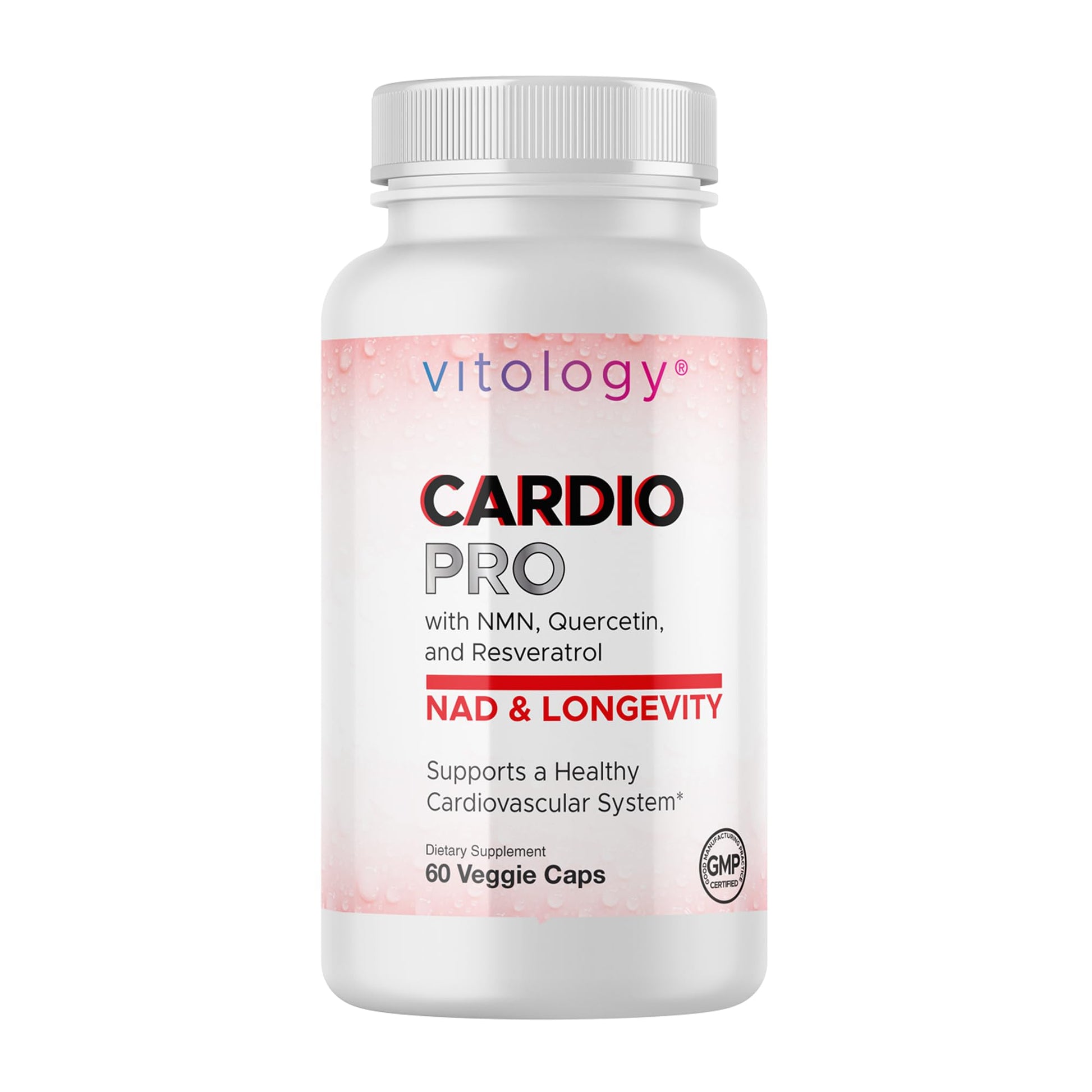 Vitology N.A.D.+ Longevity Cardiovascular Support Supplement with NMN, NR, Resveratrol, Fisetin, Quercetin, TMG & Apigenin, 60 Veggie Capsules
