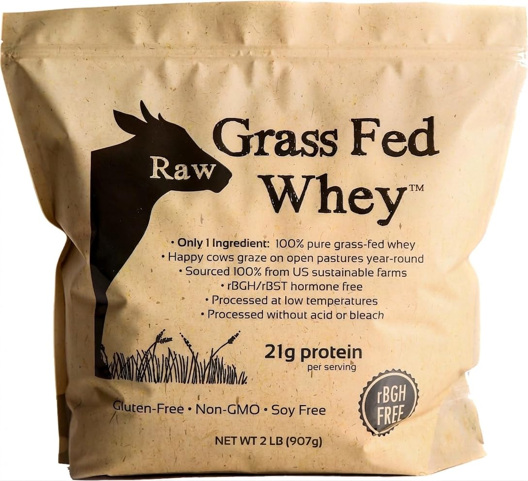 Raw Organic Whey Grass-Fed Whey Protein Powder, 32 Servings