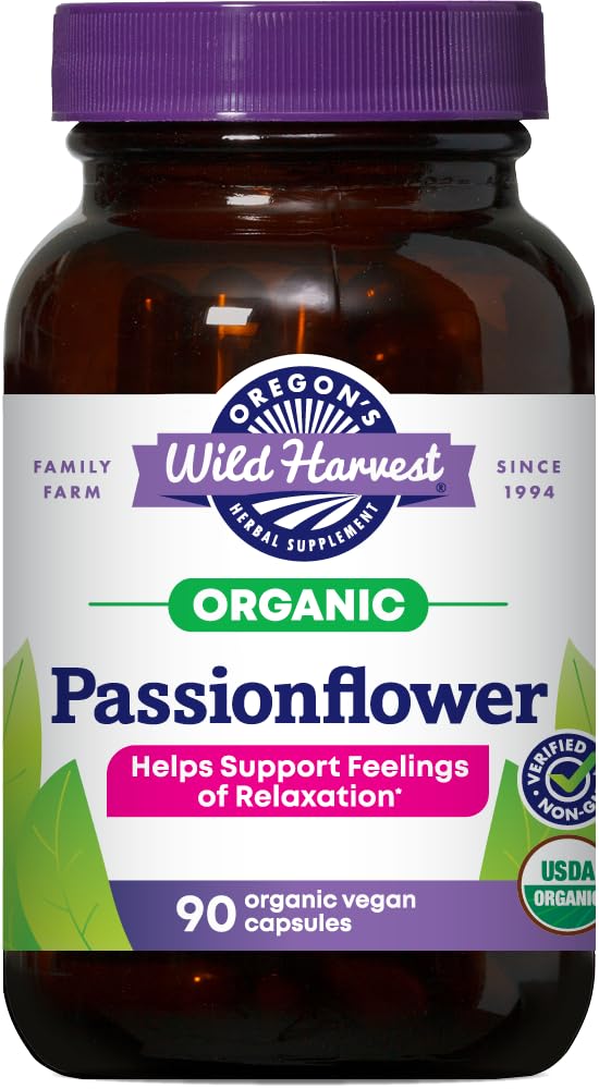 Oregon's Wild Harvest Passion Flower Organic Vegan, 90 Capsules