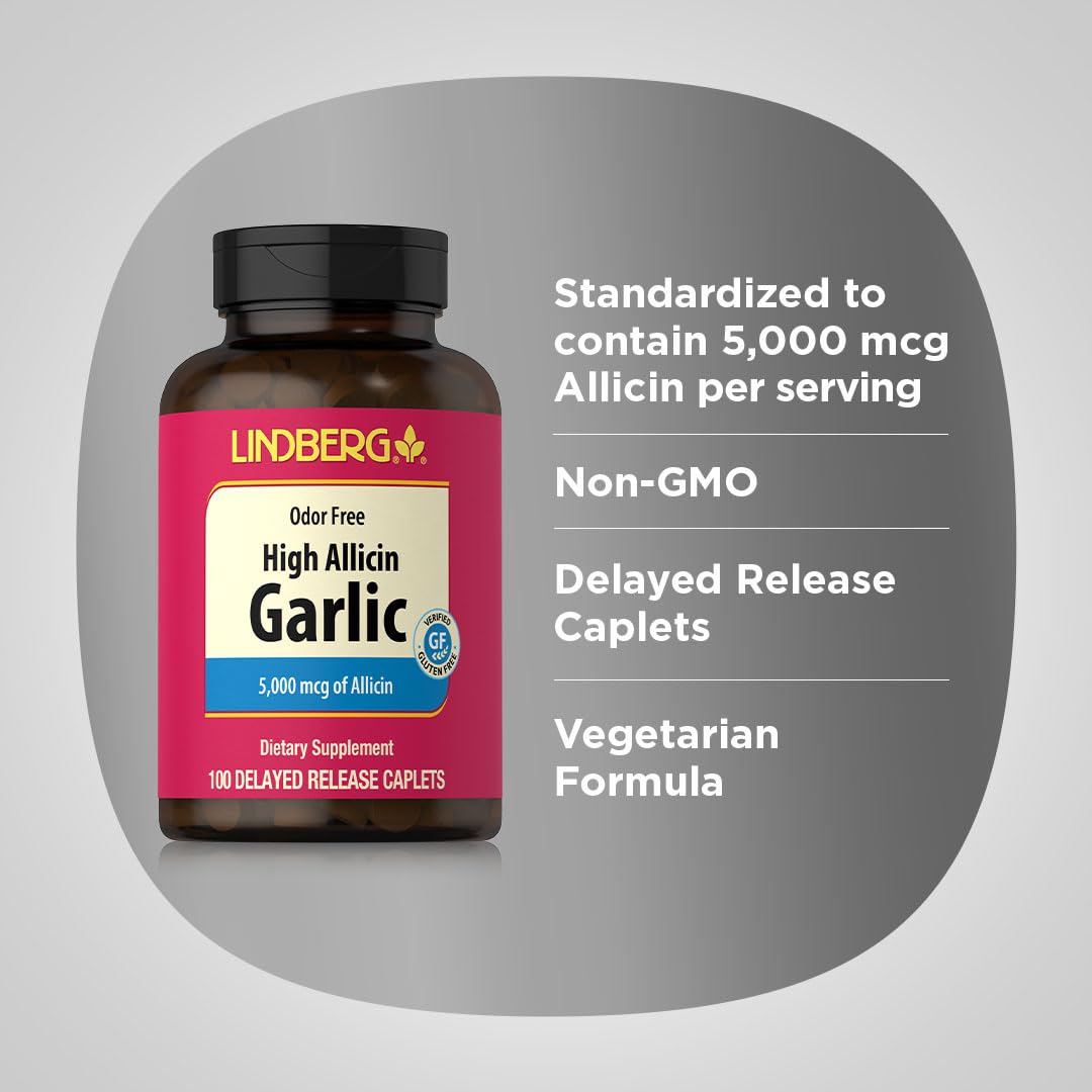 Lindberg Garlic Supplement Caplets, 100 Count