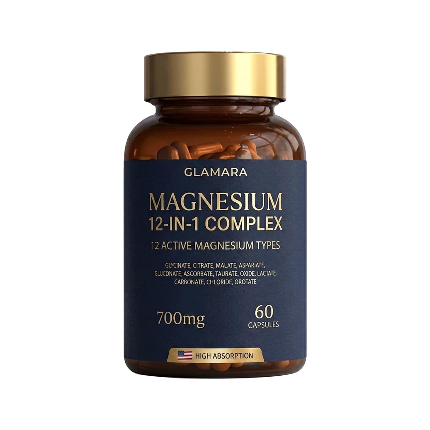 XRFOHCE Glamara Magnesium 12-in-1 Complex Capsule, 60 Count