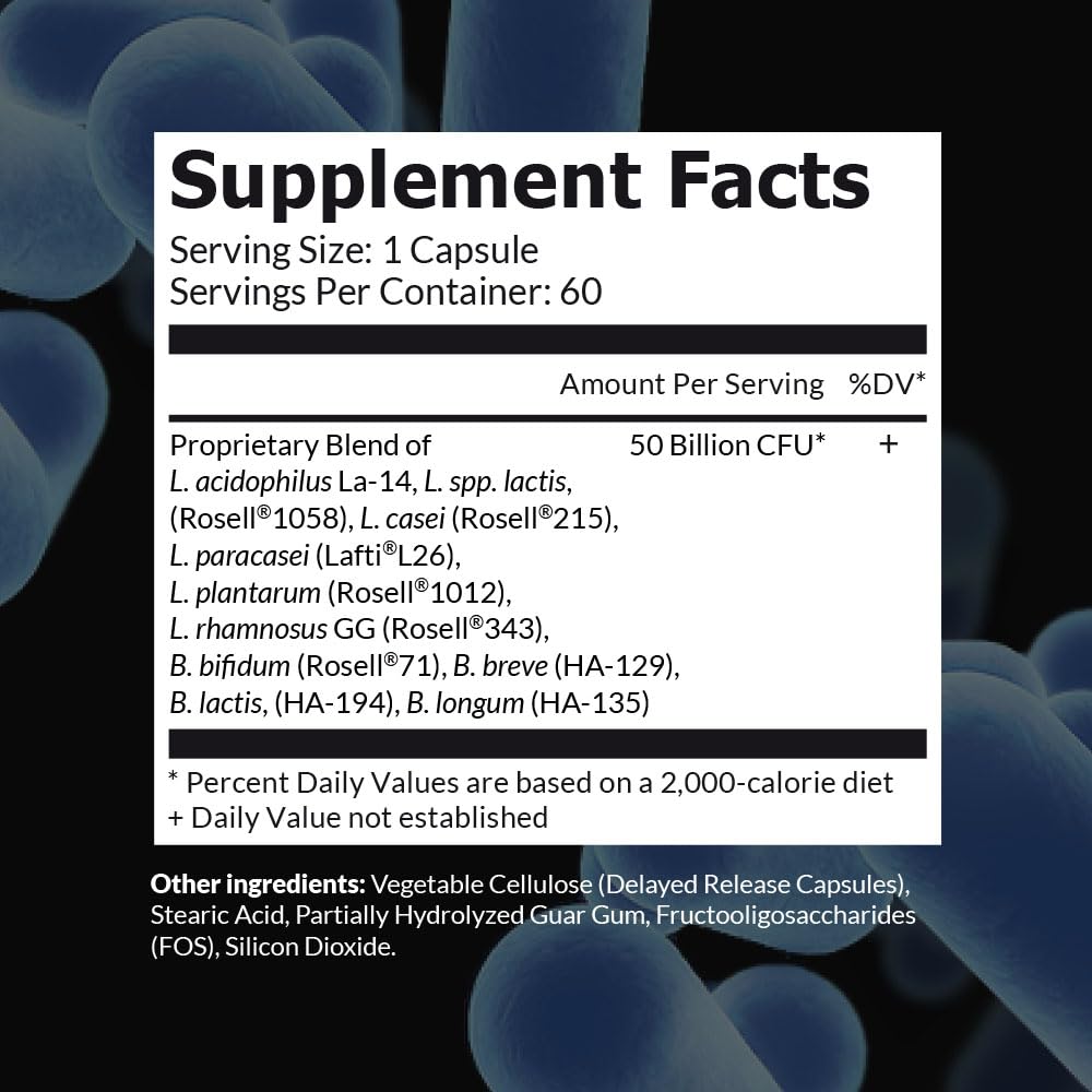 Intelligent Labs Adult Probiotics & Prebiotics 50B CFU for Gut Health Capsule 60 Count