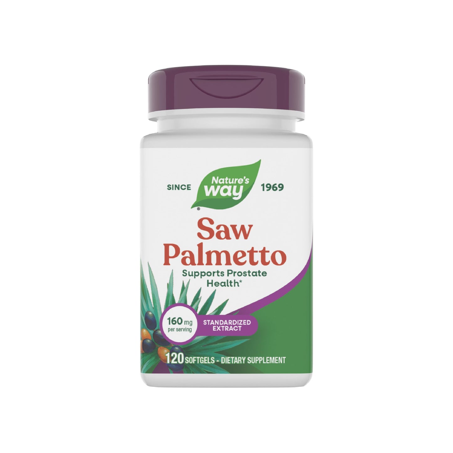 Nature's Way Saw Palmetto Standardized Extract 160mg Softgels, 120 Softgels