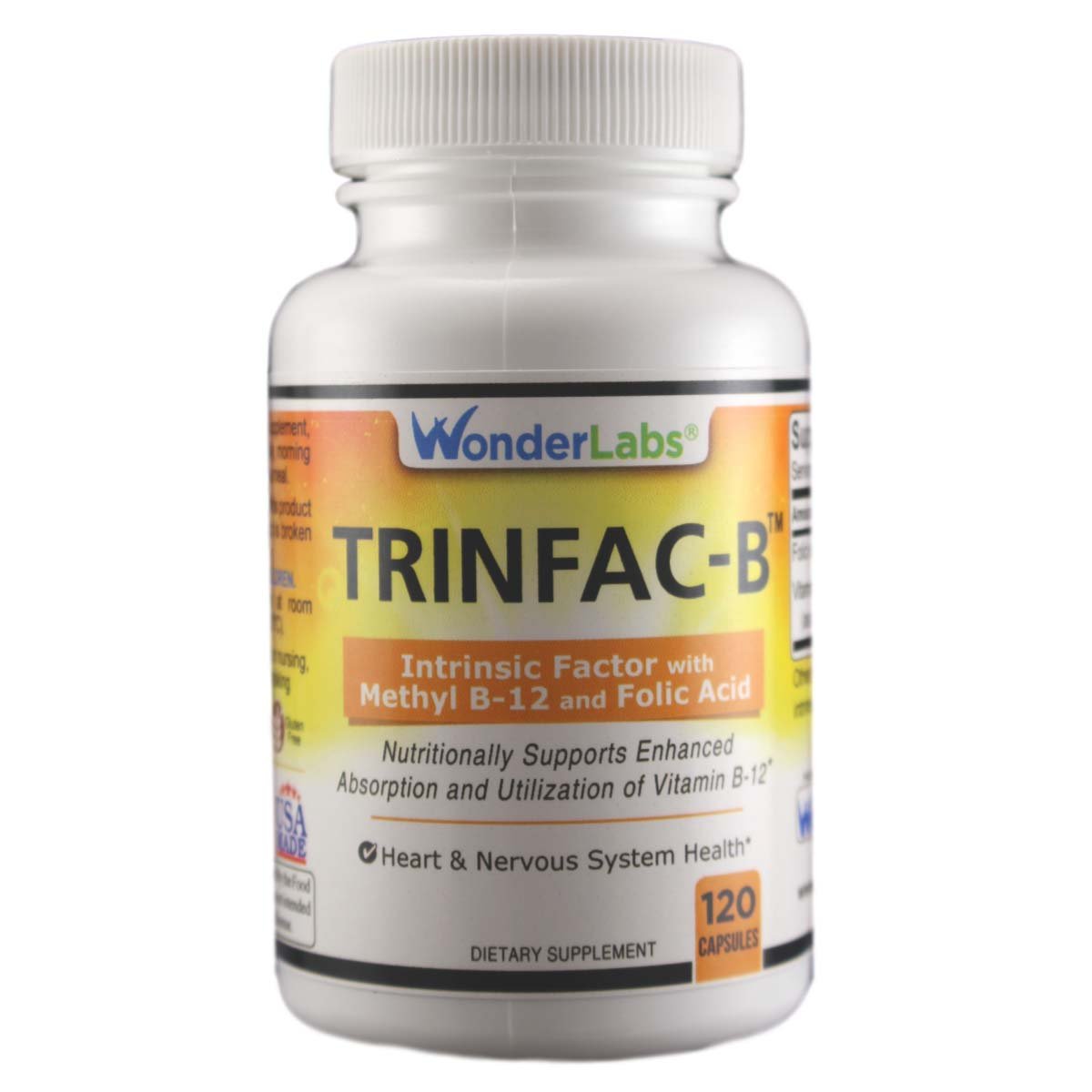 Wonder Laboratories Intrinsic Factor with Folic Acid and Vitamin B-12 1000mcg Capsule, 120 Capsules