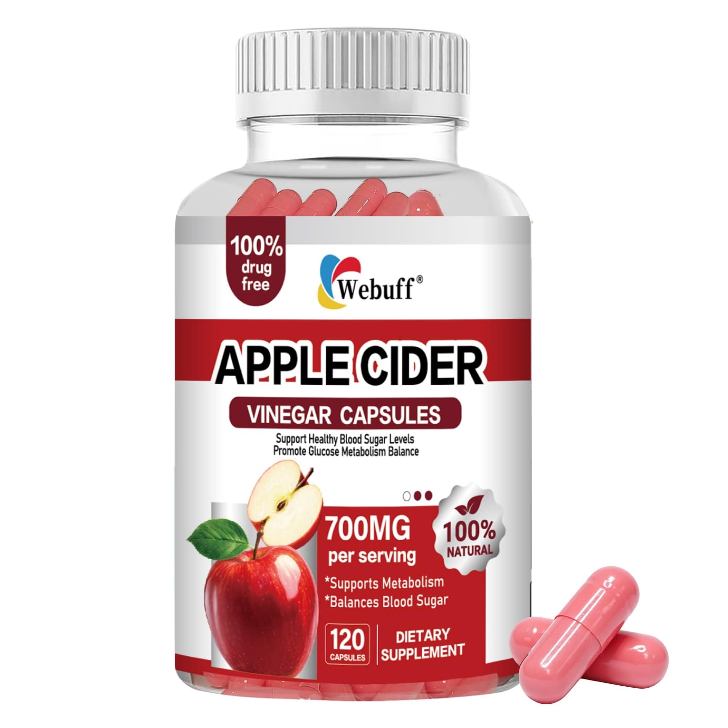 Webuff Organic Apple Cider Vinegar Capsules 120 Capsules
