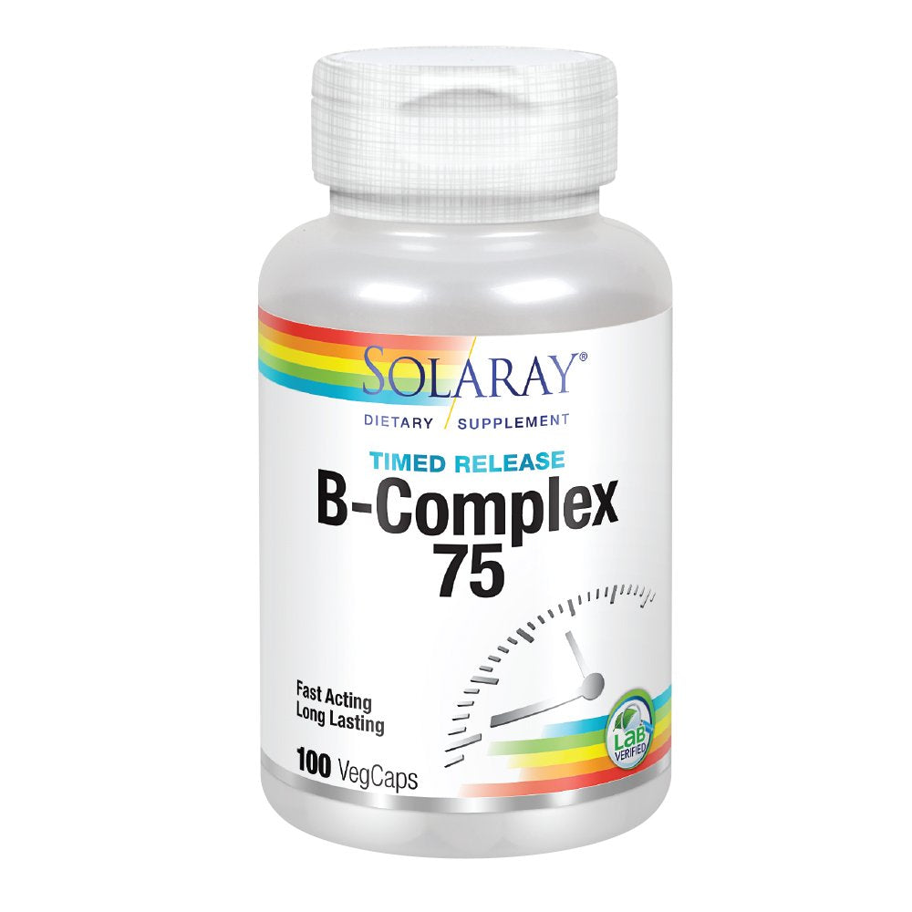 Solaray Vitamin B-Complex 75mg Two-Stage Timed-Release Capsule, 100 CT