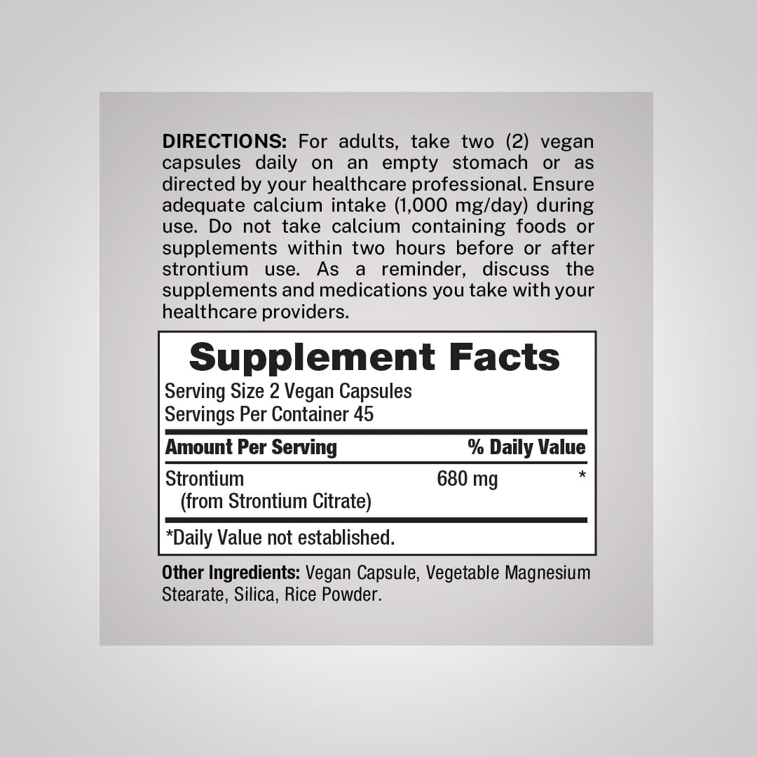 Piping Rock Strontium Citrate 680 mg Capsule 90 Count