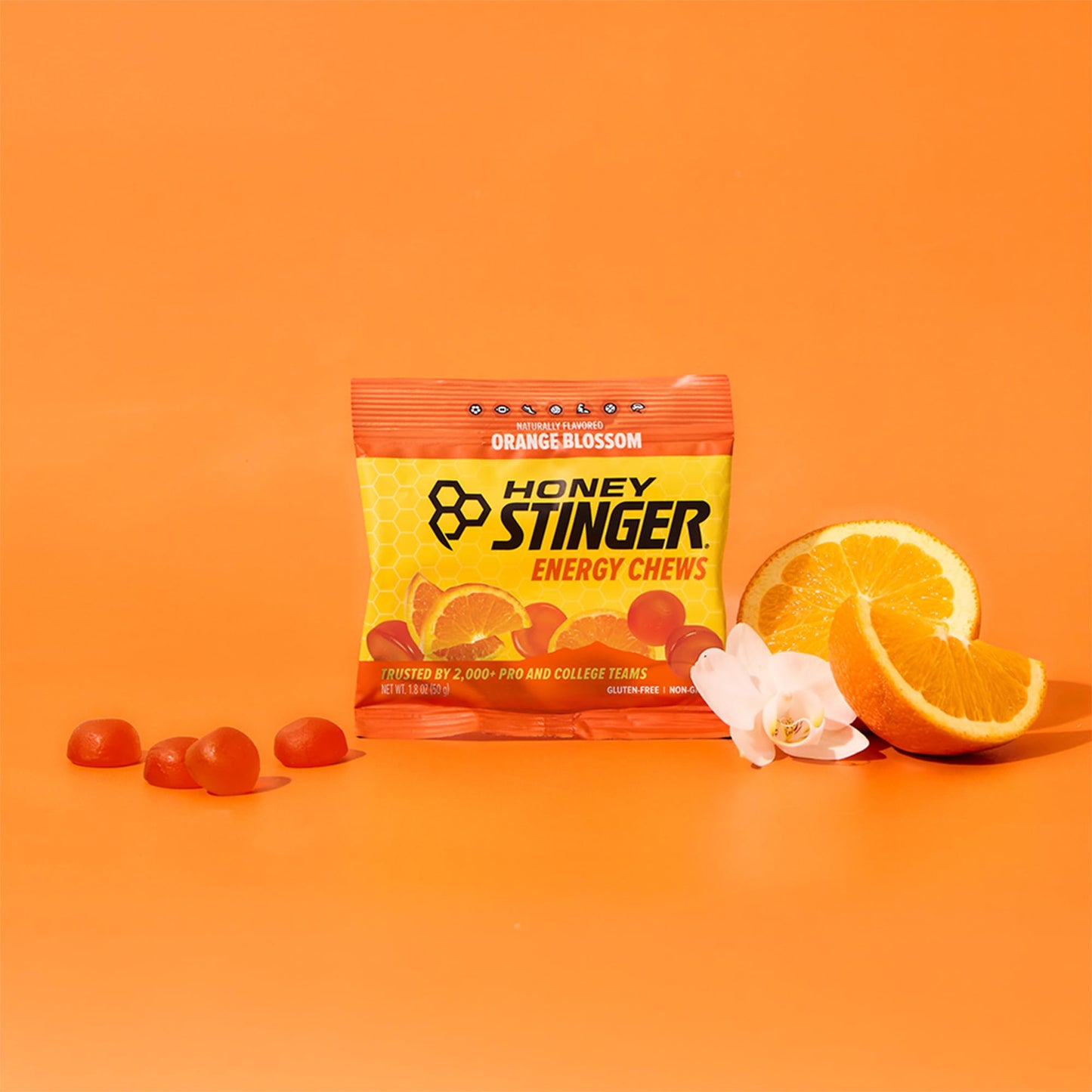 Honey Stinger Organic Orange Blossom Energy Chews Gummies, 12 Pack, 1.8 oz Each