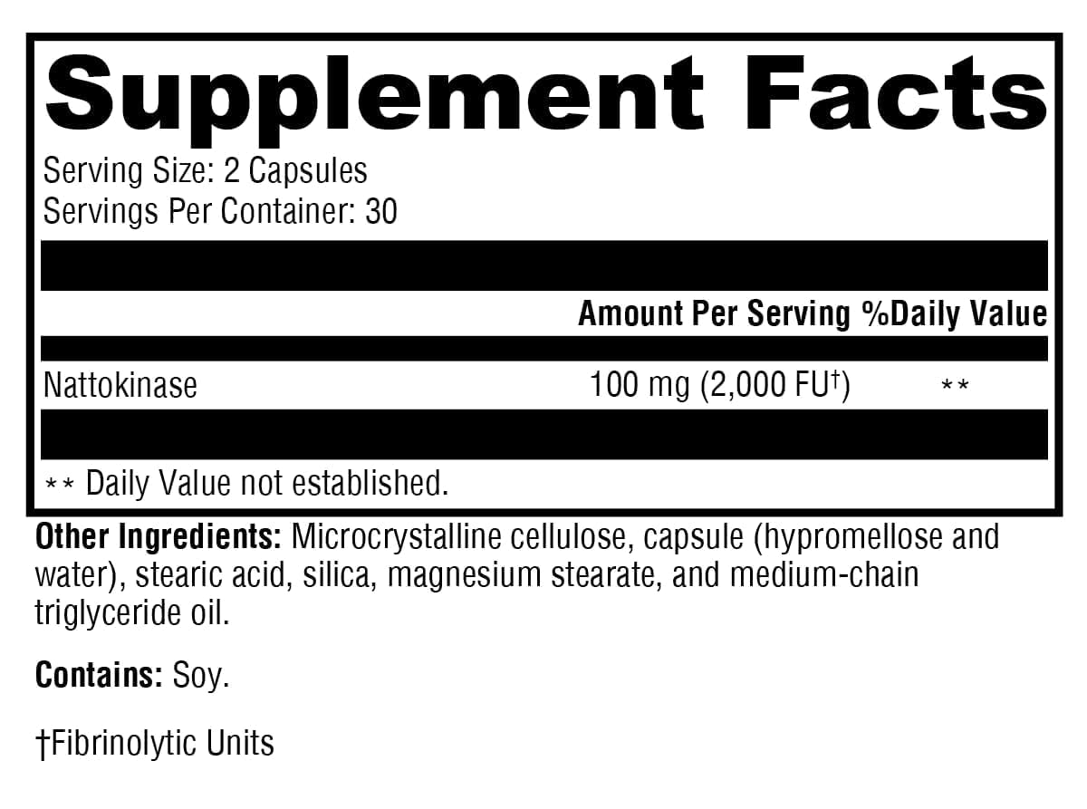 XYMOGEN Nattokinase Capsule 60 Count - 100 mg Nattokinase, Enzyme Formula, Vegan & Non-GMO, Cardiovascular & Vascular Wellness Support