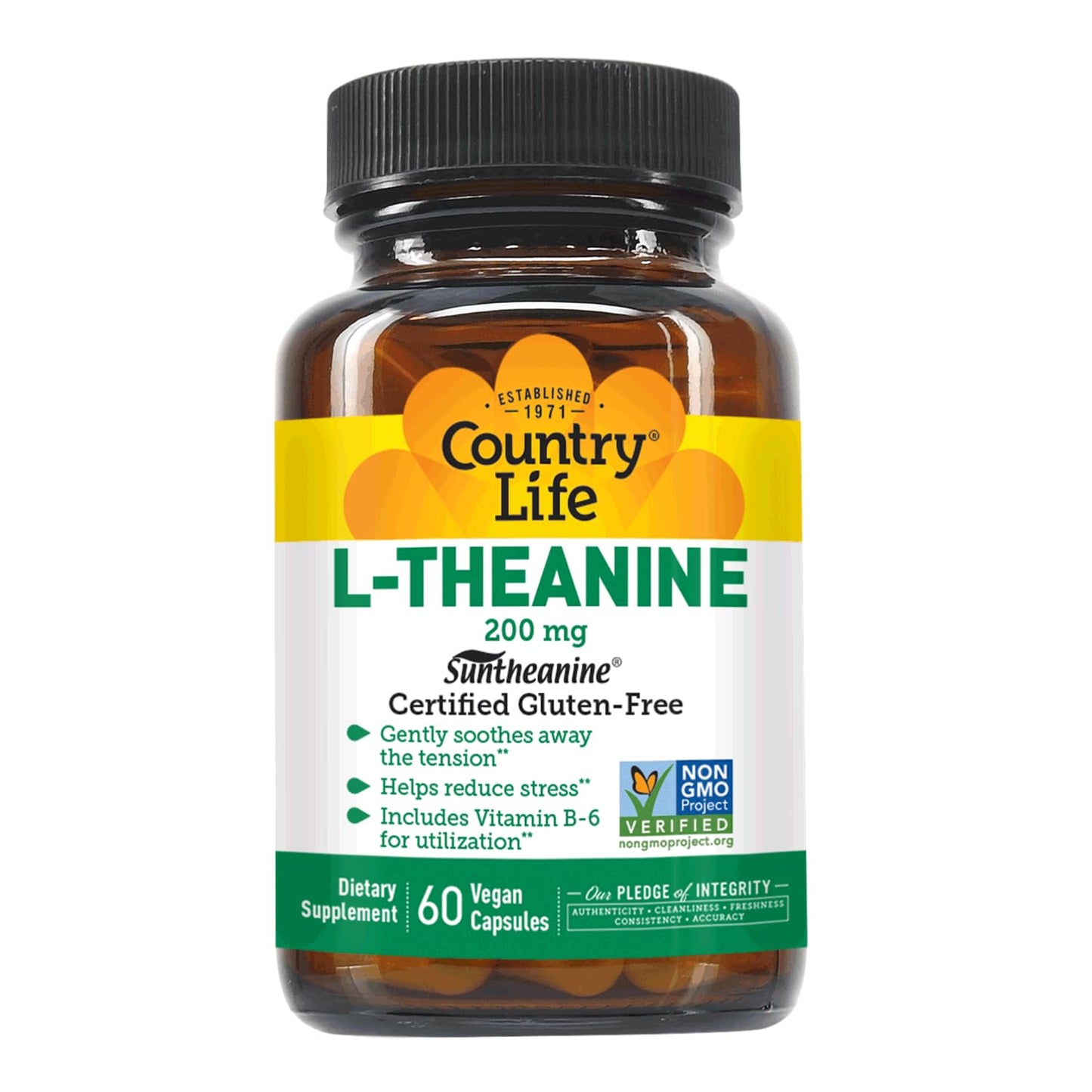 Country Life L-Theanine 200 mg with Vitamin B6 60 Capsules