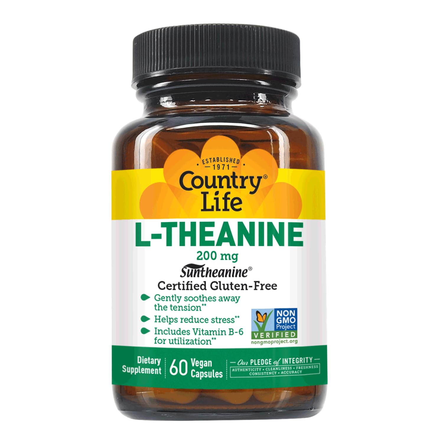 Country Life L-Theanine 200 mg with Vitamin B6 60 Capsules