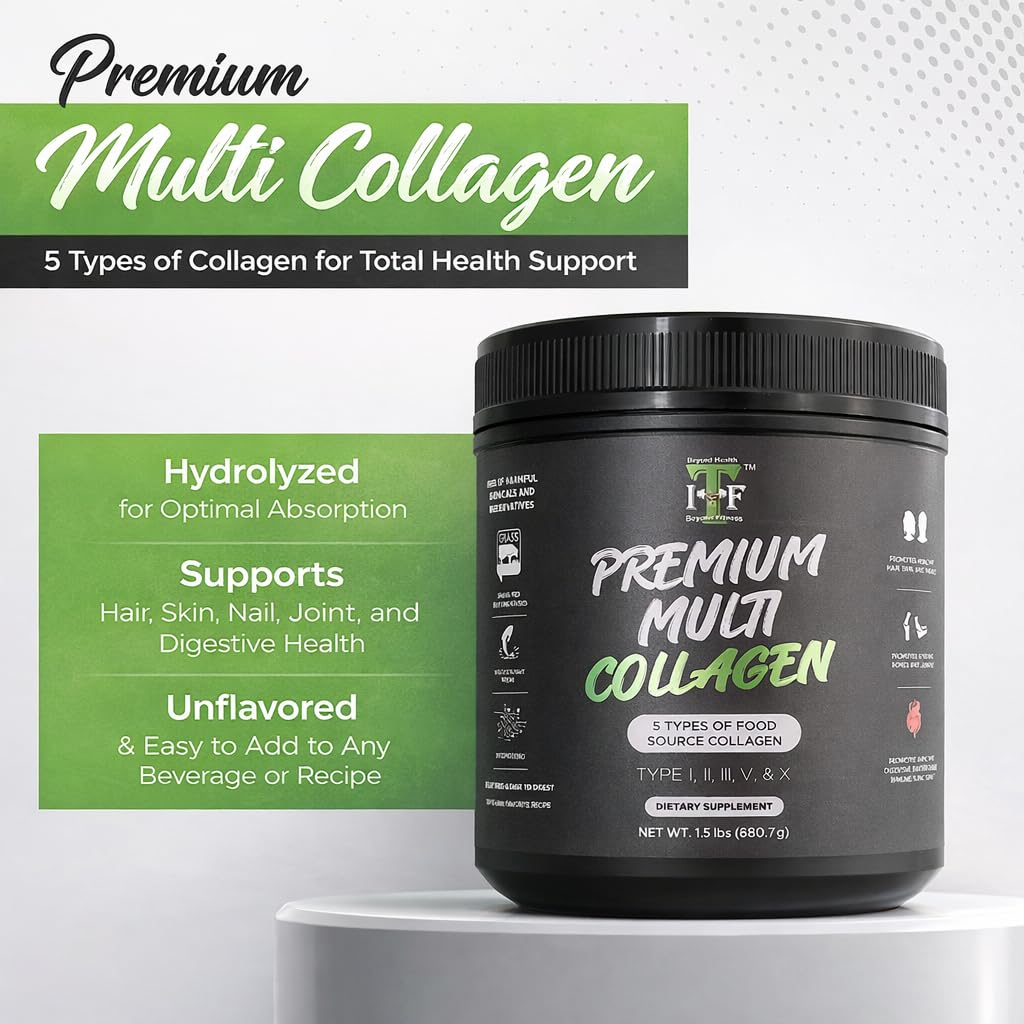 Impact Total Fitness Multi Collagen Peptides Powder, Unflavored, 24 Servings