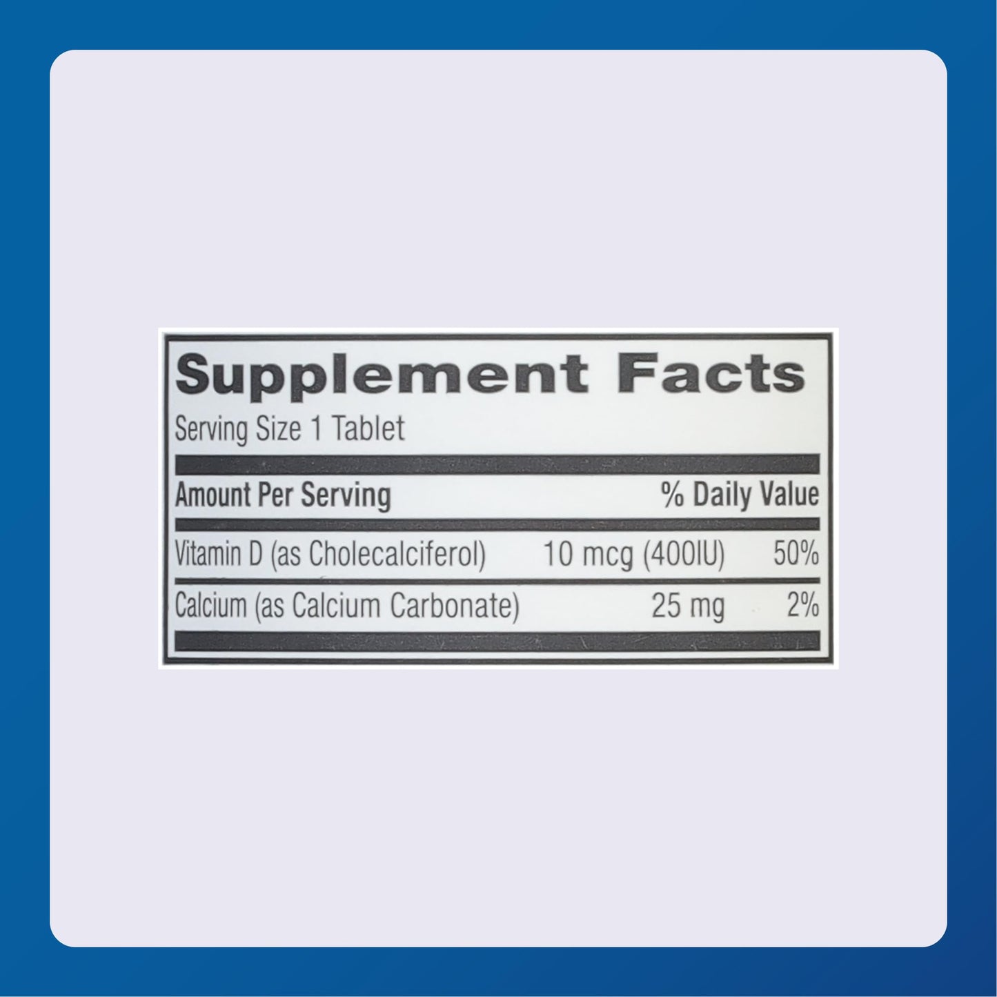 MAJOR Vitamin D3 10mcg (400 IU) Tablet, 1 Count