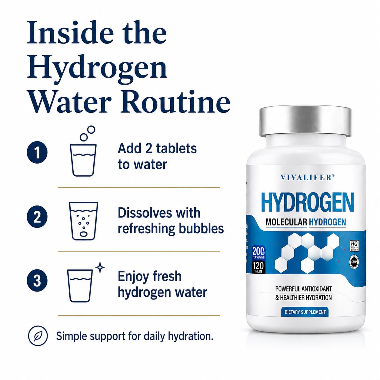 FLUUX H2 Molecular Hydrogen Tablets, 120 Count