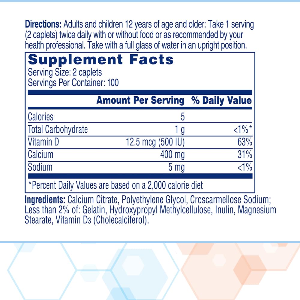 Citracal Petites 400 mg Calcium Citrate with Vitamin D3 Tablets, 200 Count