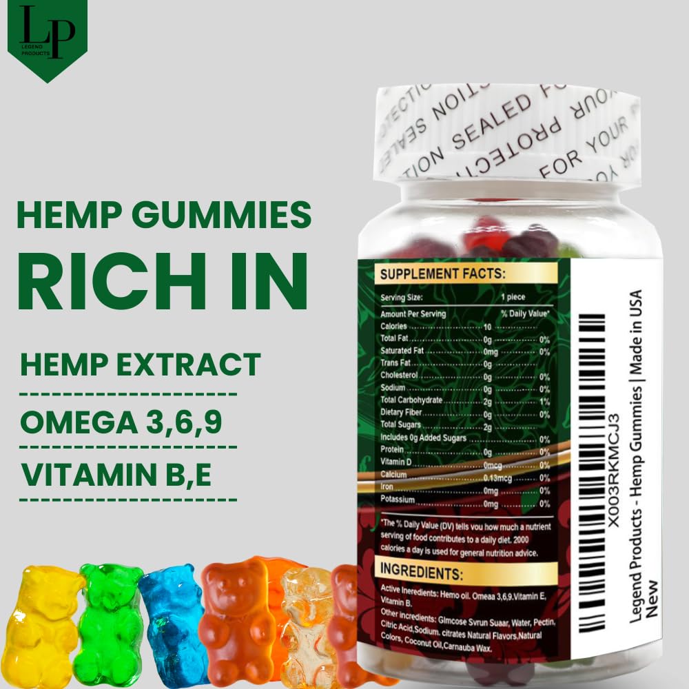 Legend Products High Potency Hemp Gummies for Restful Sleep, Calm, Inflammation, Pain Gummy 1 Count