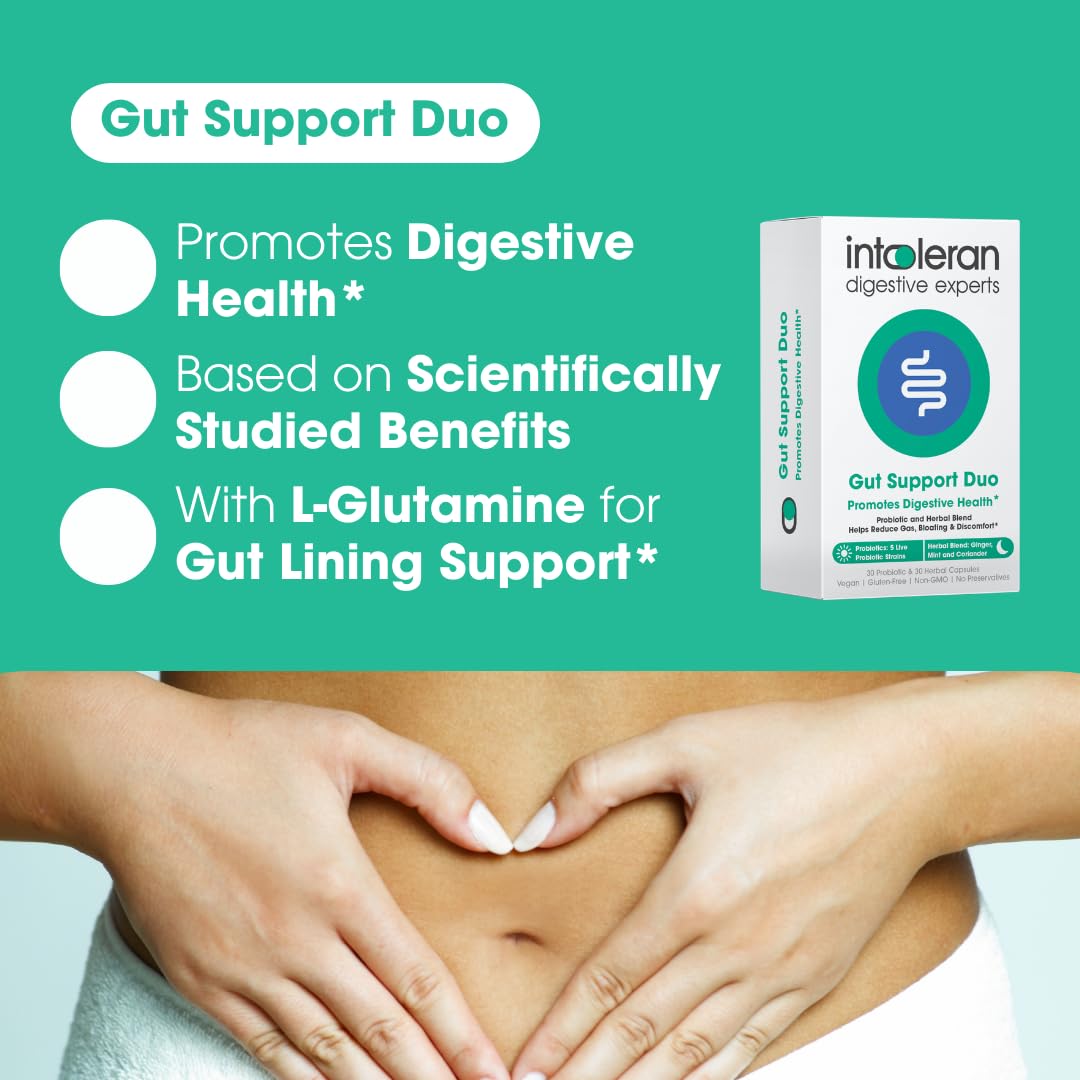 Intoleran Gut Support Duo Probiotics & Herbal Blend for Digestive Health Capsules, 60 Capsules